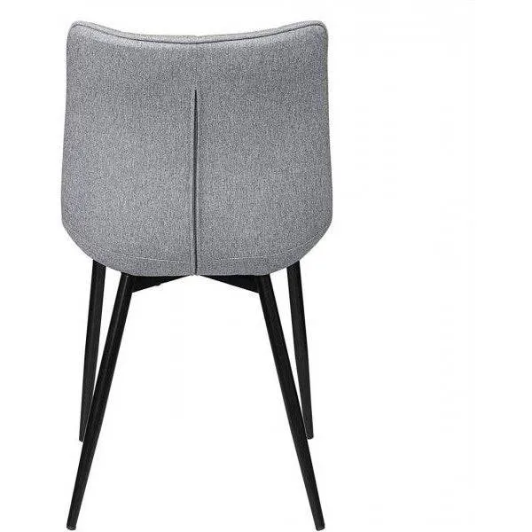 Set di 4 sedie da pranzo con schienale, seduta lino, gambe metallo grigio chiaro