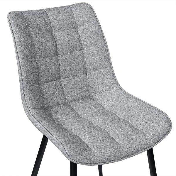 Set di 4 sedie da pranzo con schienale, seduta lino, gambe metallo grigio chiaro