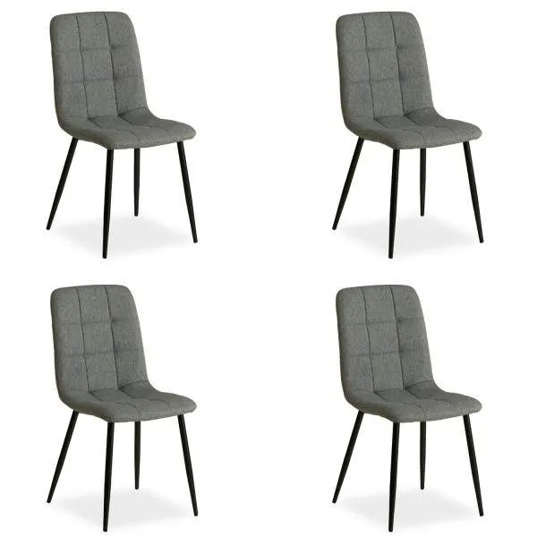 Set di 4 sedie da pranzo grigie, sedie da cucina, sedie imbottite, moderne
