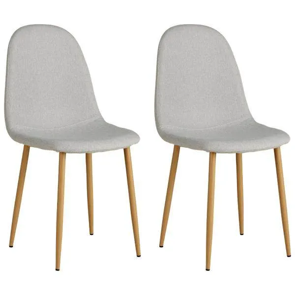 Set di 2 sedie da pranzo grigie, sedie da cucina, sedie imbottite, moderne