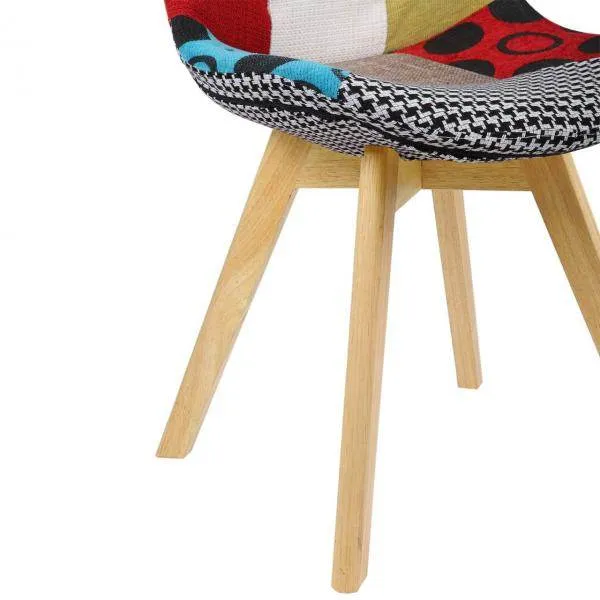 Set di 2 sedie da pranzo legno con rivestimento lino modello Lisa