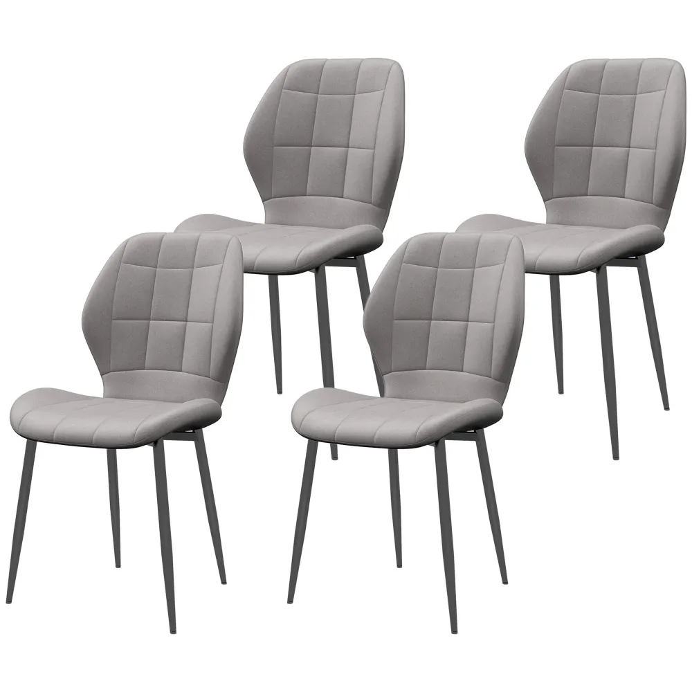 Set di 4 Sedie da Pranzo Moderne per Cucina e Soggiorno 47x57x85 cm Rivestimento Flanella Grigio
