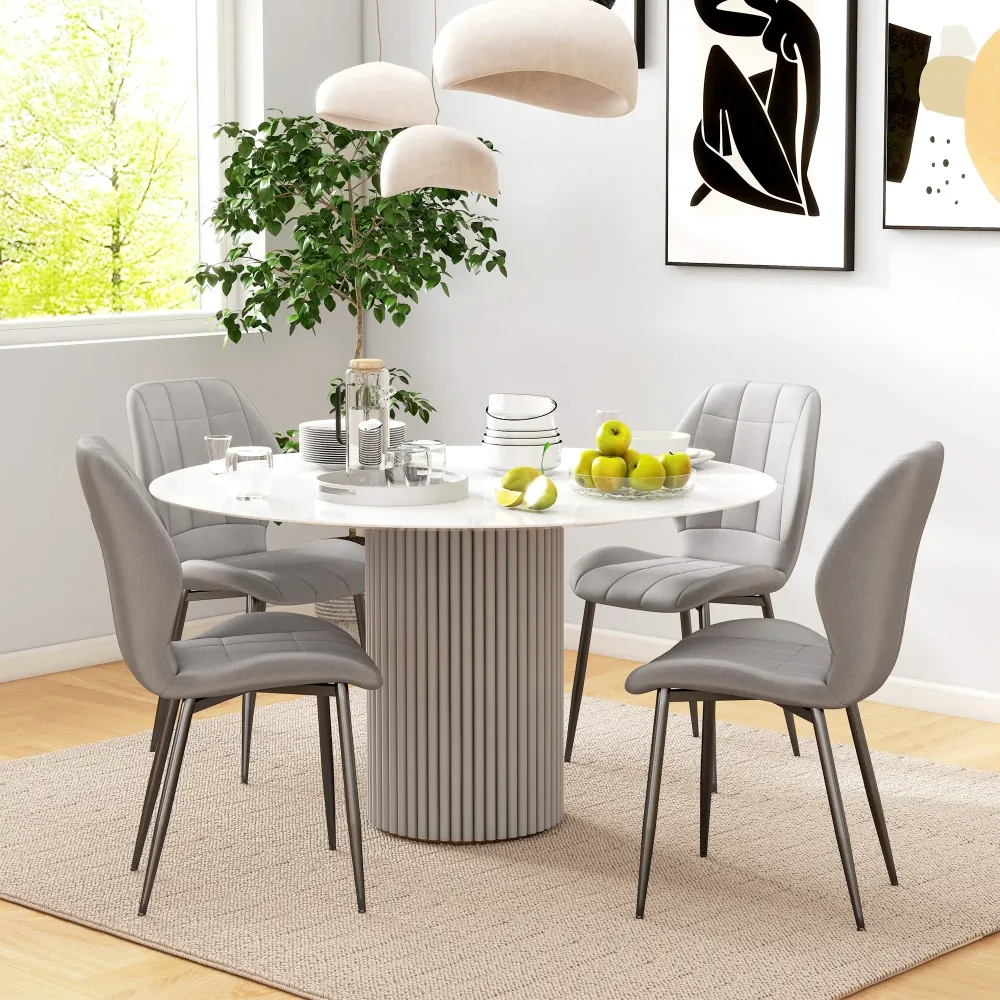 Set di 4 Sedie da Pranzo Moderne per Cucina e Soggiorno 47x57x85 cm Rivestimento Flanella Grigio