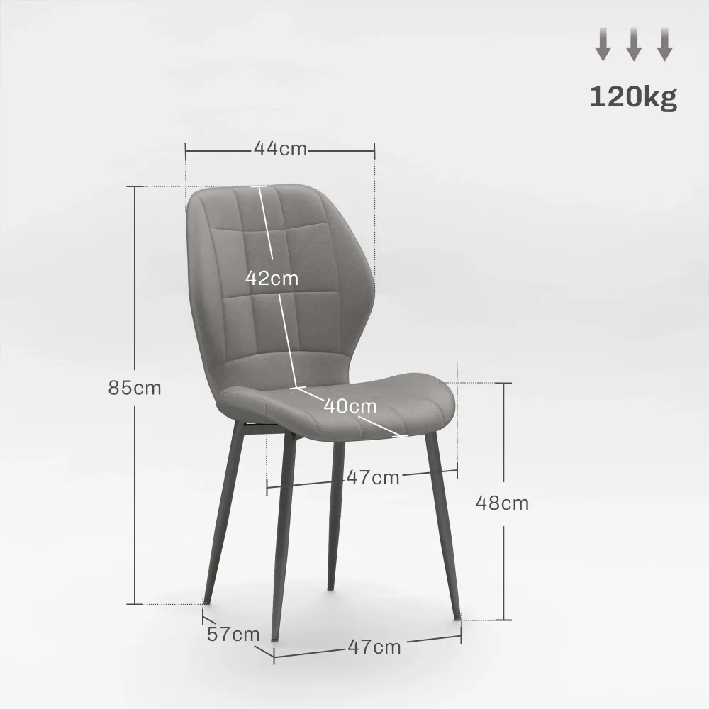 Set di 4 Sedie da Pranzo Moderne per Cucina e Soggiorno 47x57x85 cm Rivestimento Flanella Grigio