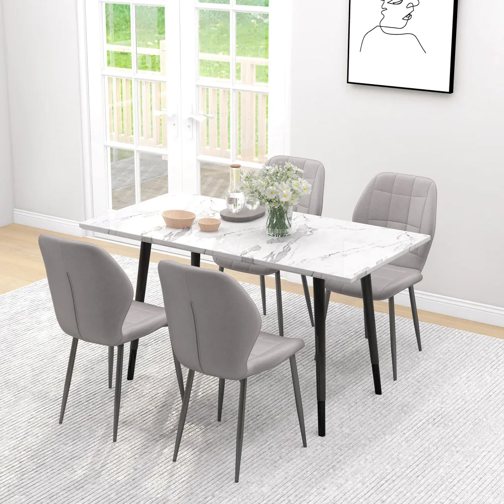 Set di 4 Sedie da Pranzo Moderne per Cucina e Soggiorno 47x57x85 cm Rivestimento Flanella Grigio