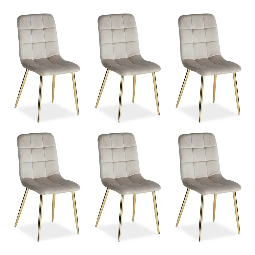 Set di 6 sedie da pranzo, sedia imbottita color crema, sedie da soggiorno