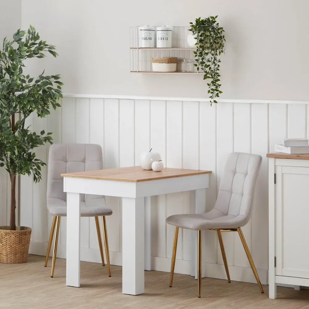 Set di 6 sedie da pranzo, sedia imbottita color crema, sedie da soggiorno