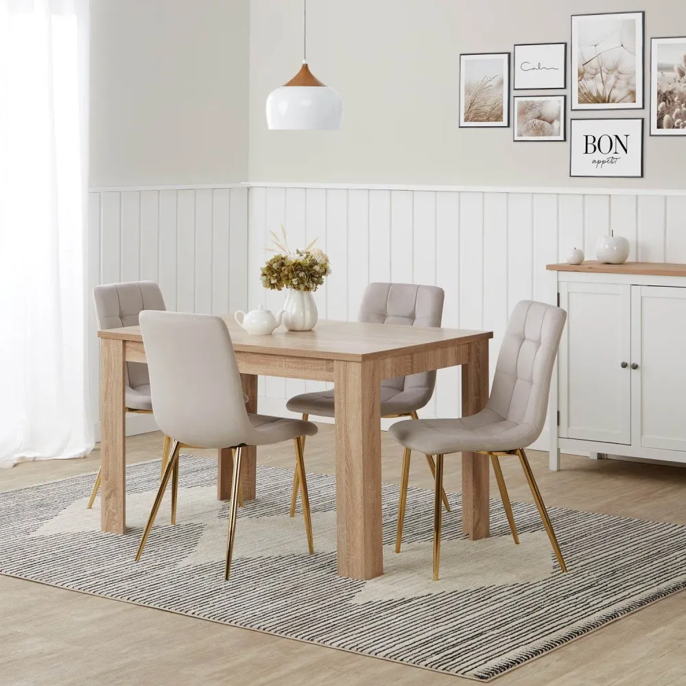 Set di 6 sedie da pranzo, sedia imbottita color crema, sedie da soggiorno