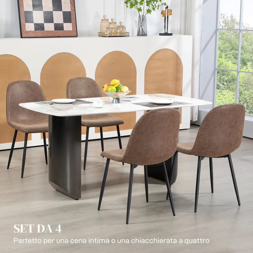 Set 4 Sedie da Pranzo Stile Vintage 46x61x85 cm Similpelle Marrone