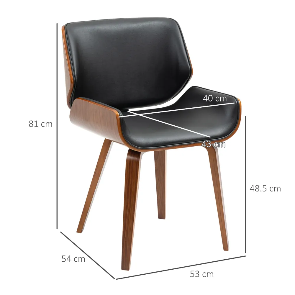 Set di 2 Sedie da Pranzo Stile Vintage Imbottite Legno e Finta Pelle PU Nero e Marrone
