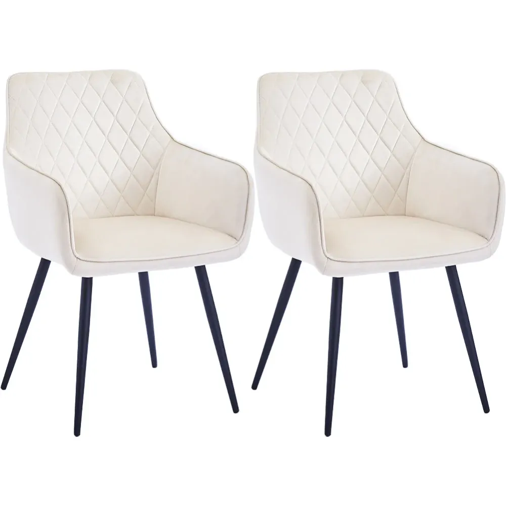 Set 2 Sedie da Pranzo Velluto Beige Ergonomica Poltrona Sedia da Ufficio Casa