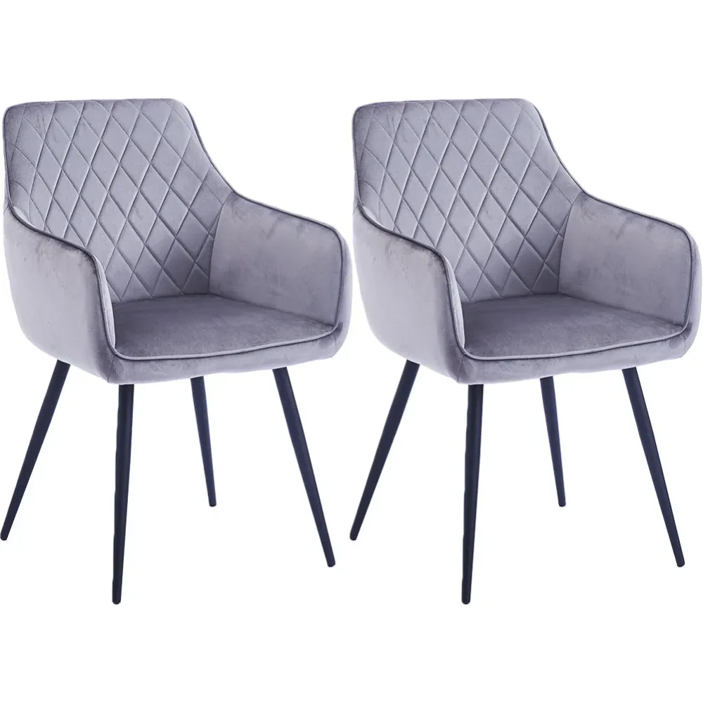 Set 2 Sedie da Pranzo Velluto Grigio Ergonomica Poltrona Sedia Ufficio Casa