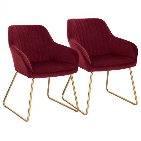 Set di 2 sedie da pranzo velluto modello Stella bordeaux