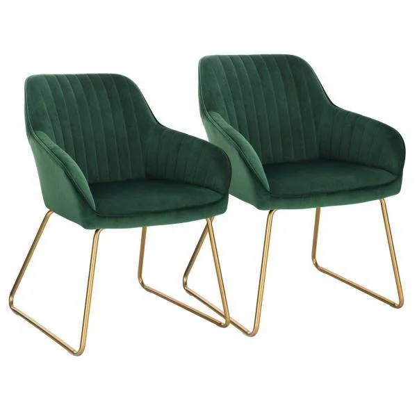 Set di 2 sedie da pranzo velluto modello Stella verde scuro
