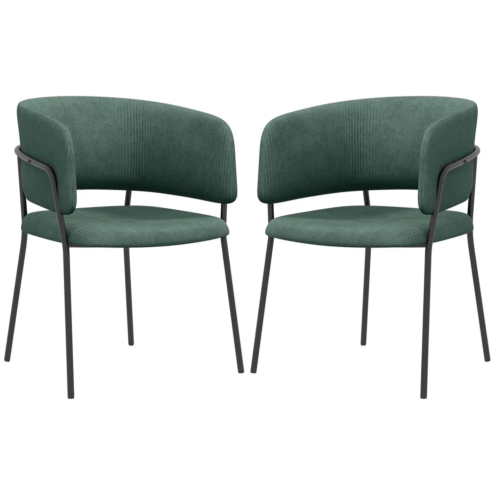Set 2 Sedie Stile Moderno 57x53x73 cm Velluto e Acciaio Verde