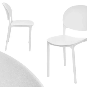 Set 4 Sedie da Tavolo Termoplastica Impilabili Resistenti Impilabili Bianco