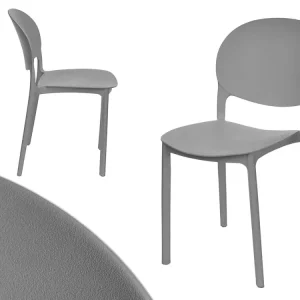 Set 4 Sedie da Tavolo Termoplastica Impilabili Resistenti Impilabili Grigio