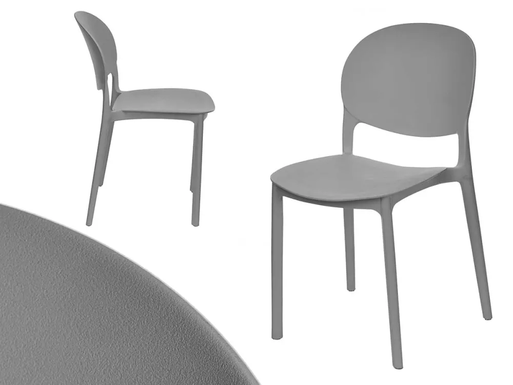Set 4 Sedie da Tavolo Termoplastica Impilabili Resistenti Impilabili Grigio