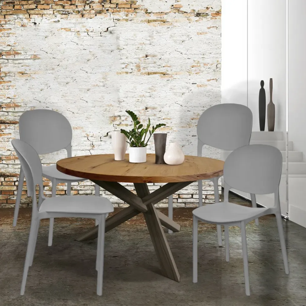 Set 4 Sedie da Tavolo Termoplastica Impilabili Resistenti Impilabili Grigio