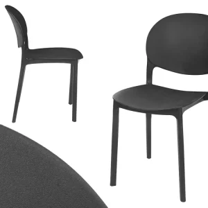 Set 4 Sedie da Tavolo Termoplastica Impilabili Resistenti Impilabili Nero