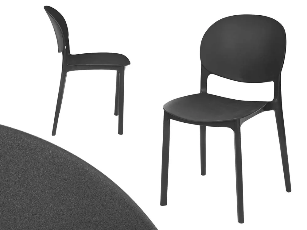Set 4 Sedie da Tavolo Termoplastica Impilabili Resistenti Impilabili Nero
