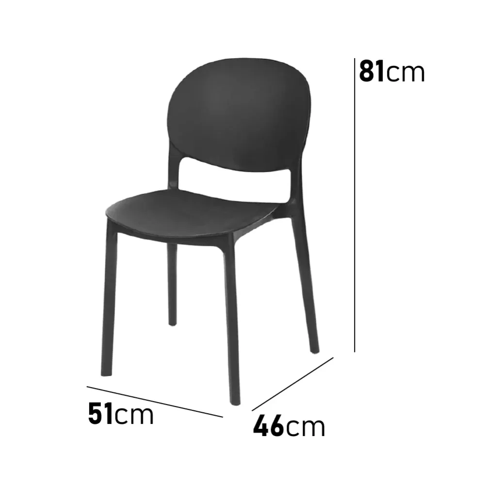 Set 4 Sedie da Tavolo Termoplastica Impilabili Resistenti Impilabili Nero