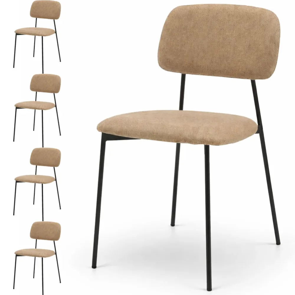 Set 4 Sedie Tortora Parigi Tessuto con Struttura Metallo Seduta Ergonomica