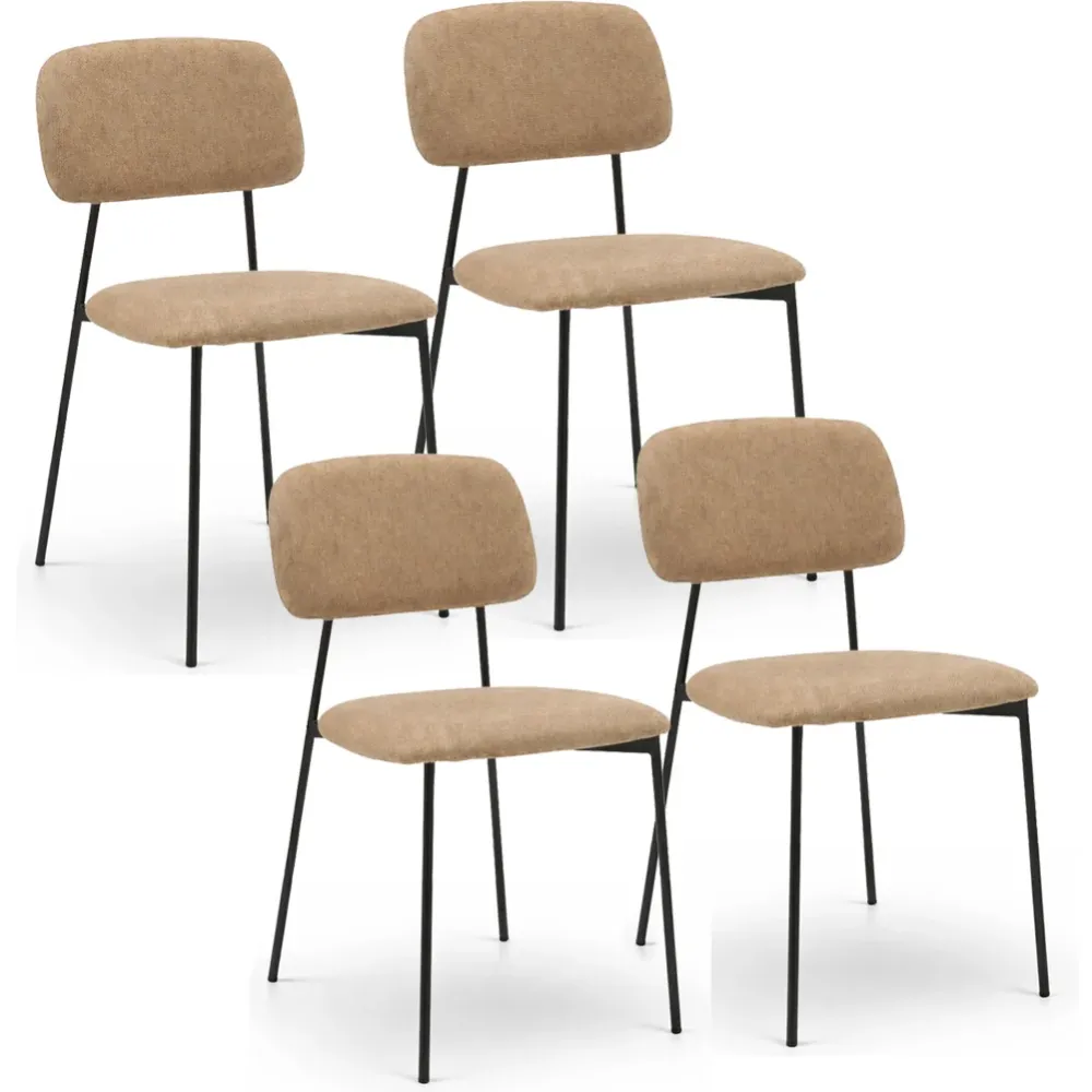 Set 4 Sedie Tortora Parigi Tessuto con Struttura Metallo Seduta Ergonomica