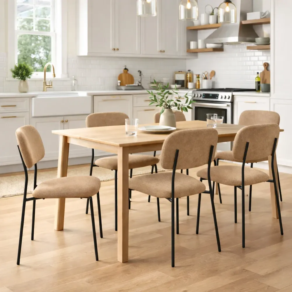Set 4 Sedie Tortora Parigi Tessuto con Struttura Metallo Seduta Ergonomica
