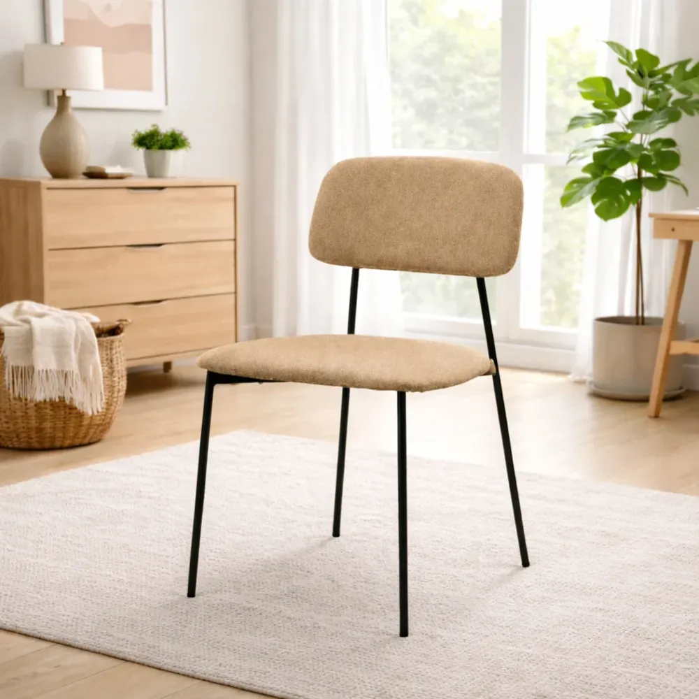 Set 4 Sedie Tortora Parigi Tessuto con Struttura Metallo Seduta Ergonomica