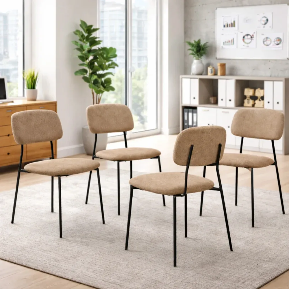 Set 4 Sedie Tortora Parigi Tessuto con Struttura Metallo Seduta Ergonomica