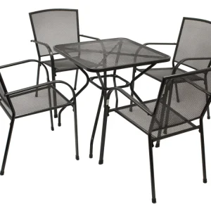 Set di sedute CLASSIC 5 pezzi, lamiera stirata antracite (tavolo 70x70cm)