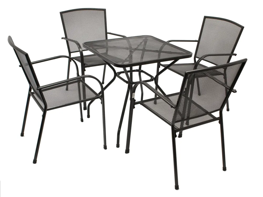 Set di sedute CLASSIC 5 pezzi, lamiera stirata antracite (tavolo 70x70cm)