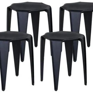 Set 4 Sgabelli 35x35 cm Polipropilene Nero