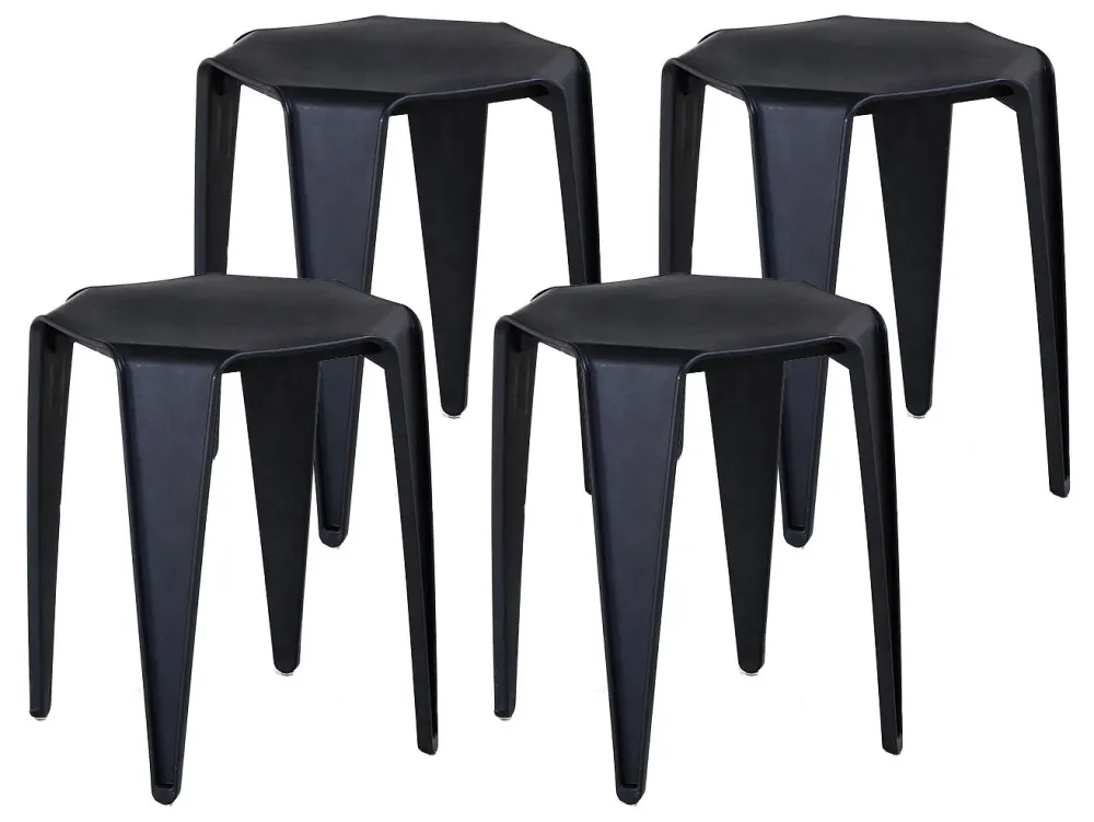 Set 4 Sgabelli 35x35 cm Polipropilene Nero