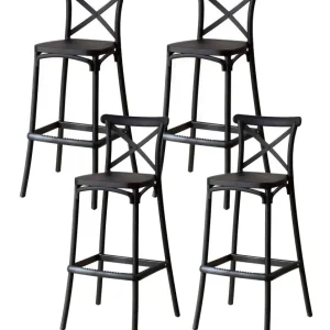 Set 4 Sgabelli 40x36x91 cm Polipropilene Pompei Nero Seconda Scelta