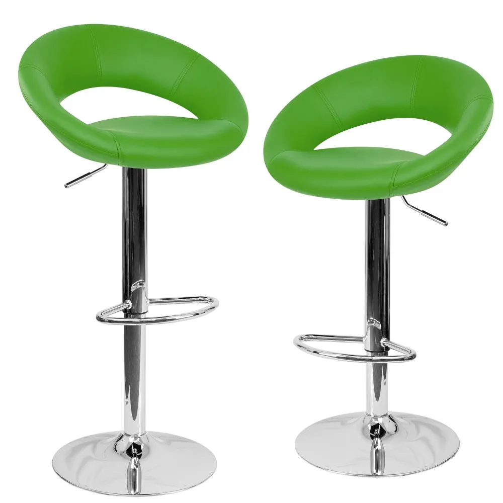 Set 2 Sgabelli Alti Similpelle Imbottita Rizzetti Chicago Verdi