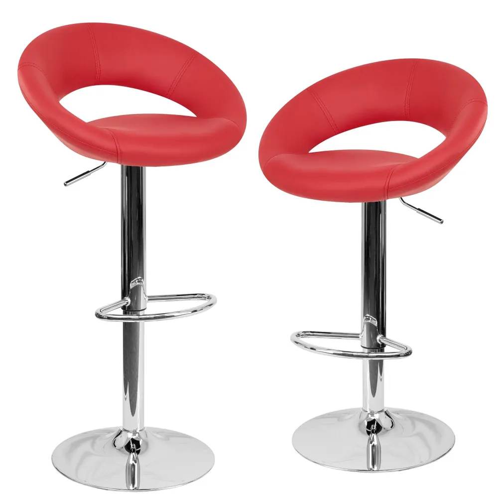 Set 2 Sgabelli Alti Similpelle Imbottita Rizzetti Chicago Rossi