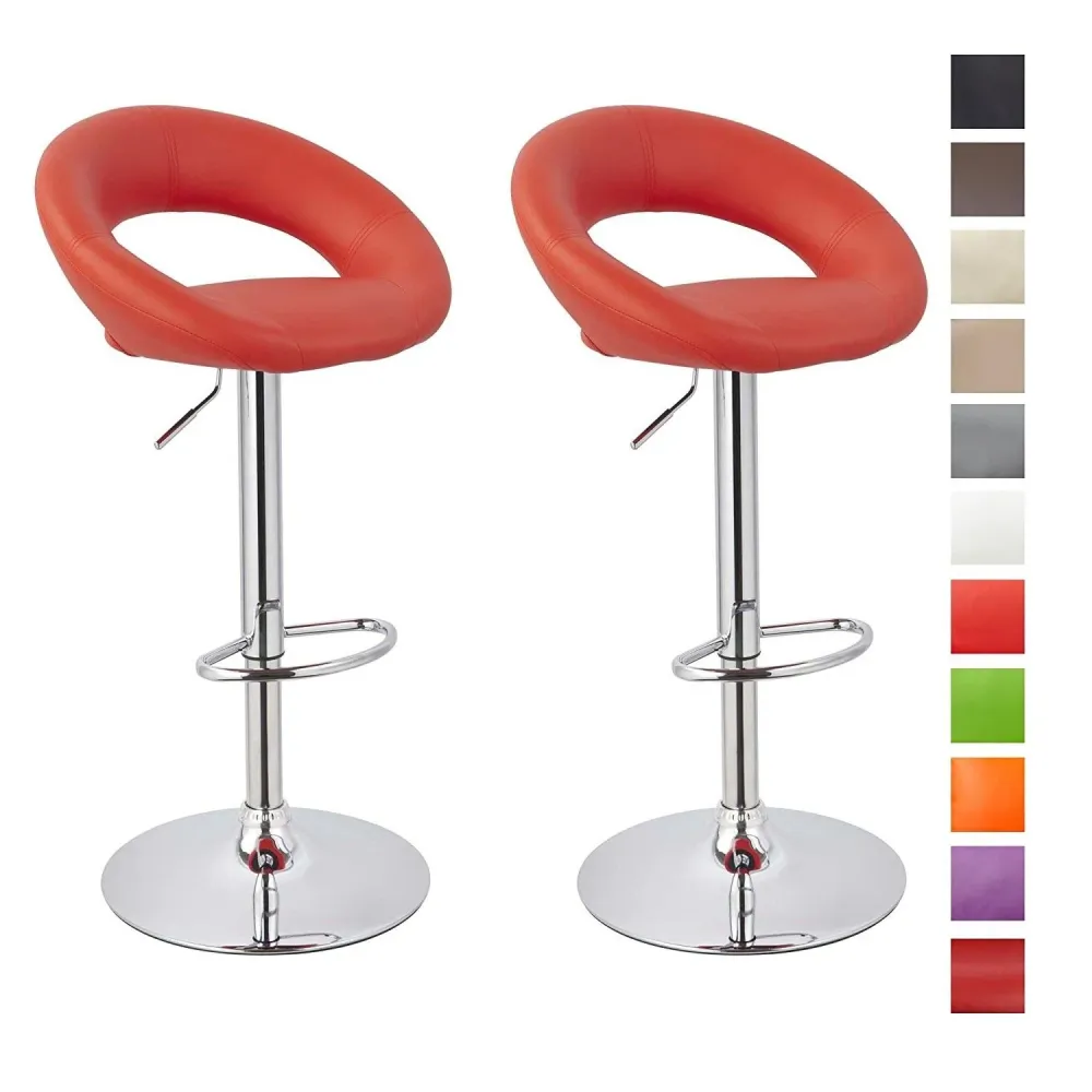 Set 2 Sgabelli Alti Similpelle Imbottita Rizzetti Chicago Rossi