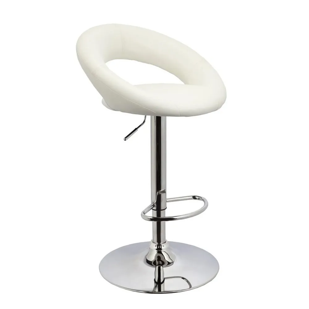 Set 2 Sgabelli Alti Similpelle Imbottita Rizzetti Chicago Bianchi