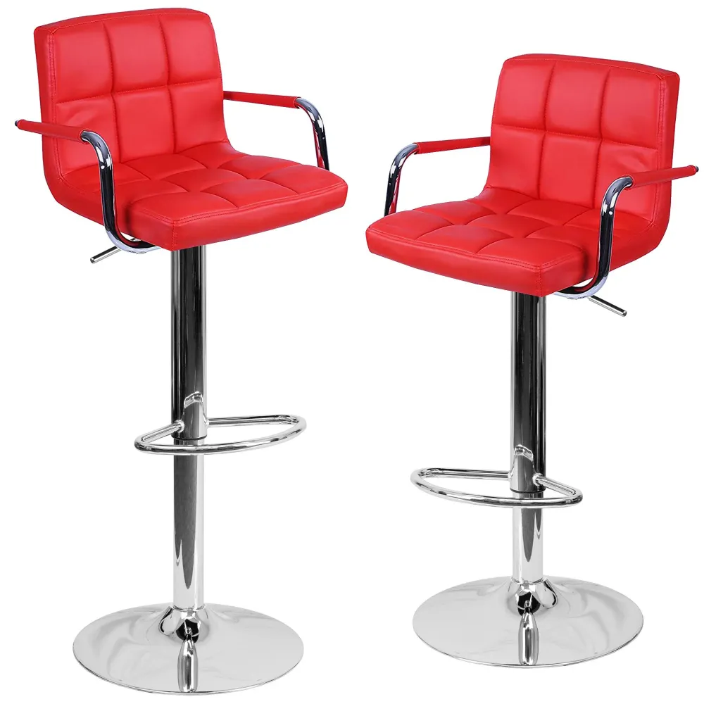Set 2 Sgabelli Alti Similpelle Imbottita Rizzetti Plusmir Rossi