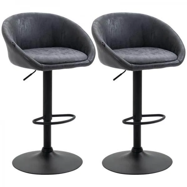Set di 2 sgabelli da bar, altezza regolabile, design girevole 360 gradi, grigio