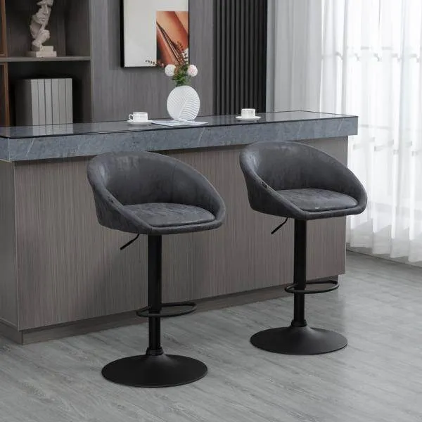Set di 2 sgabelli da bar, altezza regolabile, design girevole 360 gradi, grigio