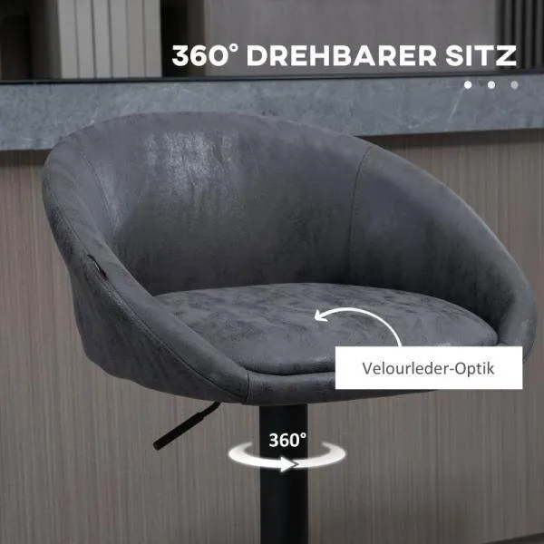 Set di 2 sgabelli da bar, altezza regolabile, design girevole 360 gradi, grigio