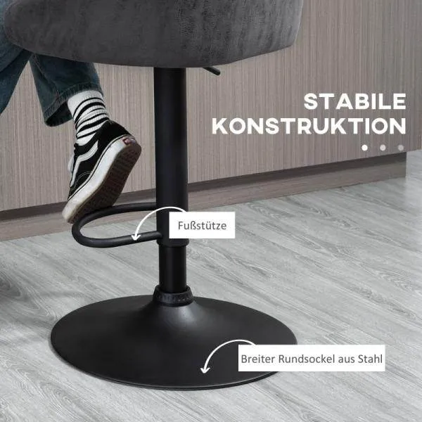 Set di 2 sgabelli da bar, altezza regolabile, design girevole 360 gradi, grigio