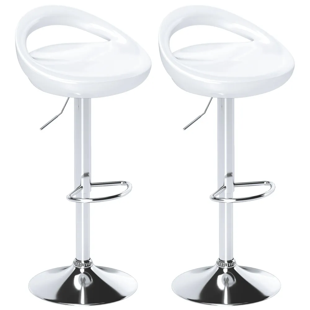 Set 2 Sgabelli da Bar Altezza Regolabile Seduta ABS Bianco
