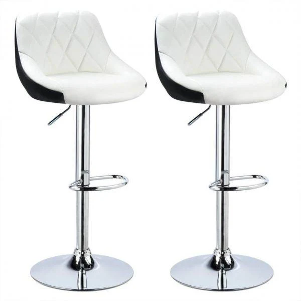 Set di 2 sgabelli da bar bicolore modello Marc bianco+nero