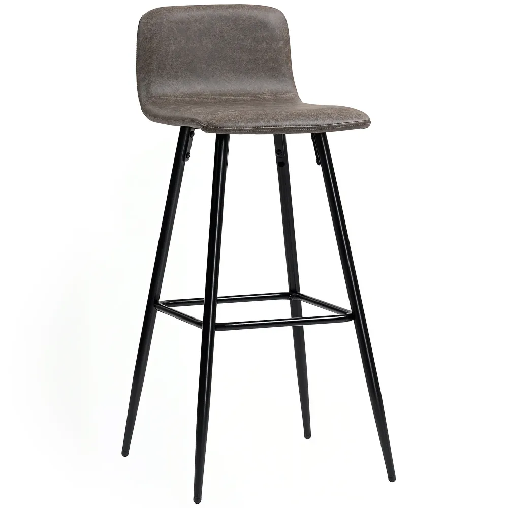 Set 2 Sgabelli da Bar con Schienale Basso e Poggiapiedi 44x44x95 cm PU Marrone Scuro