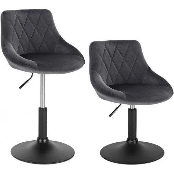 Set di 2 sgabelli da bar con schienale velluto - modello Sonia grigio scuro