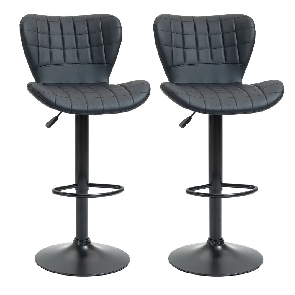 Set di 2 sgabelli da bar dal design retrò neri, 47x56x89-109 cm